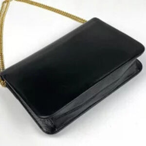 Dior black bag  Christian shoulder chain clutch leather